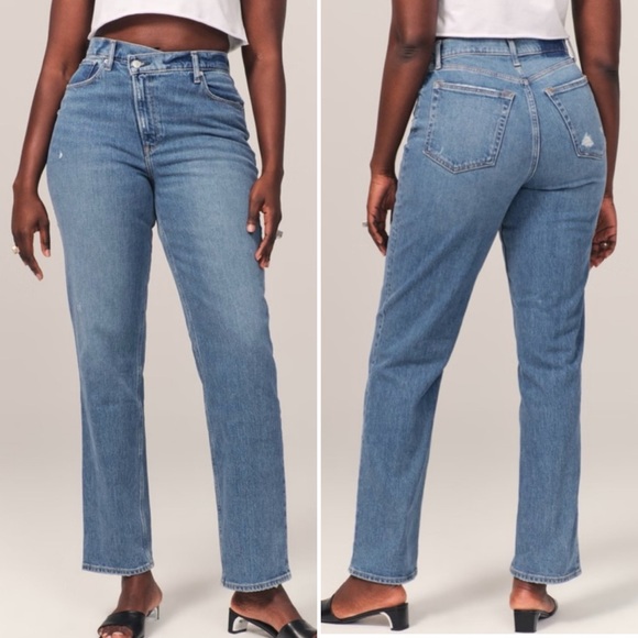 Abercrombie & Fitch NWT 90s Straight Ultra High Rise Jeans 27 4 SHORT Curve Love - Picture 1 of 13